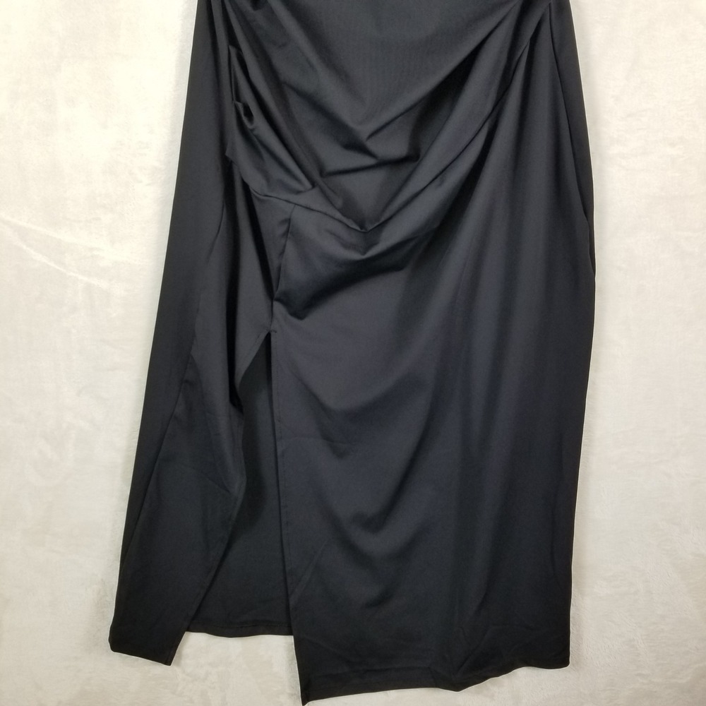 HALARA Black Square-Neck Midi Dress with Side Slit. NWT - Picture 4 of 13